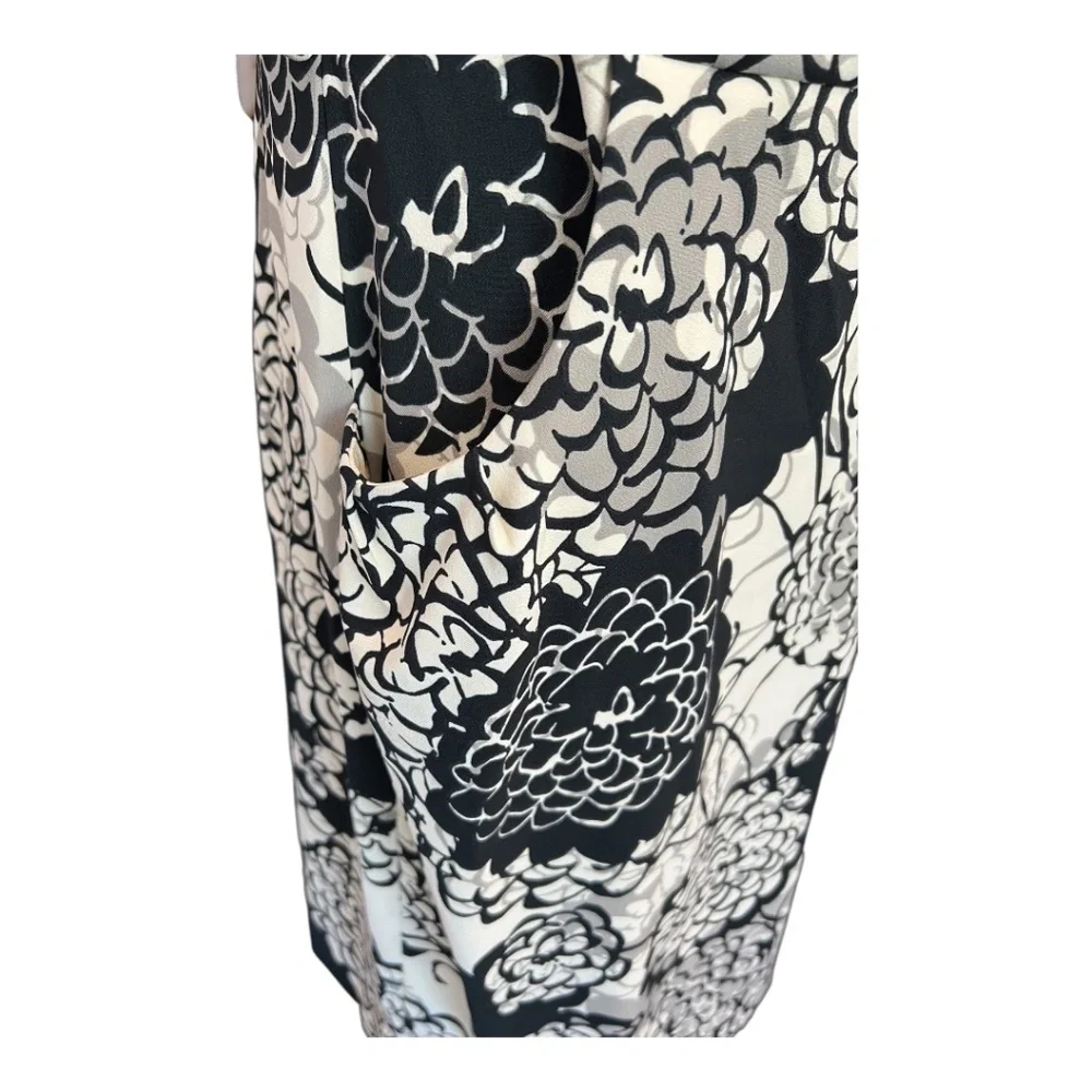 EUC JONES WEAR Black & Cream Floral Mid Length Dress Sz 14 + Flexees Shapewear - Picture 6 of 15